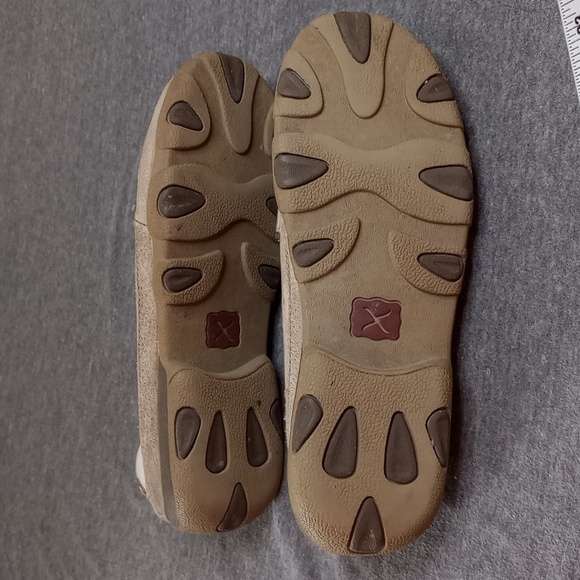 Twisted X Loafers Flats Women's Size 7 Medium Tan Cream Leather Slip On Moc Boat - Picture 4 of 5